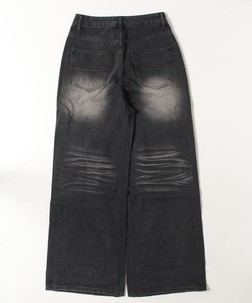 .KOM(ドットコム)の「A'GEM/9 × .kom 『.KOM/ドットケーオーエム』Rhinestone Washed Wide Denim Pants/ラインストーンウォッシュワイドデニム(デニムパンツ・レディース・ブラック・M)」の6枚目の写真