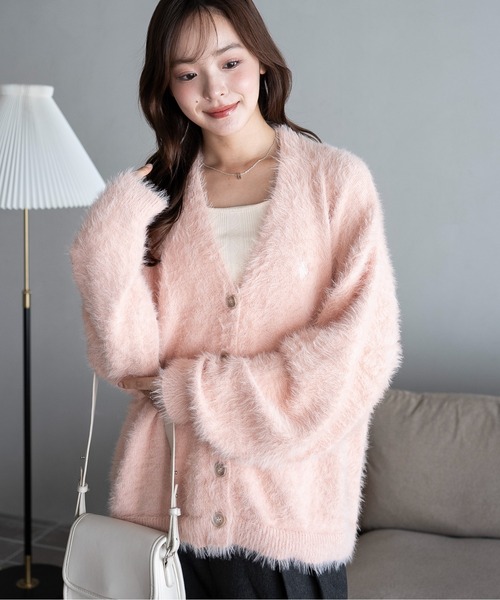 U.S. POLO ASSN.(ユーエスポロアッスン)の「∴WEGO/【25年秋冬新作】U.S. POLO ASSN.別注シャギーニットカーディガン(カーディガン/ボレロ・レディース・アイボリー/ブルー/ベージュ/ブルー系その他/チャコール/ブラウン/ライトピンク・MEDIUM/LARGE)」の7枚目の写真