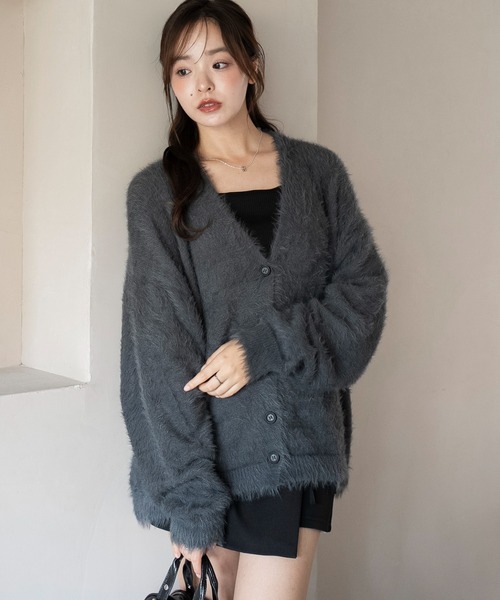 polaura ポローラ　シャギーニットカーディガン ネイビー　POPUP限定 polaura ポローラ シャギーニットカーディガン ネイビー POPUP限定