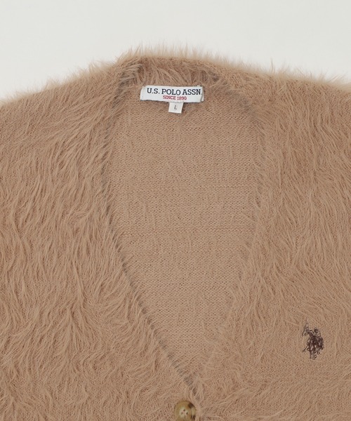 U.S. POLO ASSN.(ユーエスポロアッスン)の「∴WEGO/【25年秋冬新作】U.S. POLO ASSN.別注シャギーニットカーディガン(カーディガン/ボレロ・レディース・アイボリー/ブルー/ベージュ/ブルー系その他/チャコール/ブラウン/ライトピンク・MEDIUM/LARGE)」の9枚目の写真