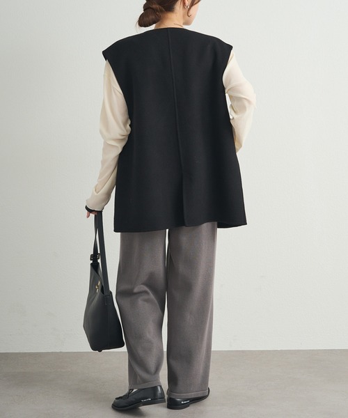 PUAL CE CIN（ピュアルセシン）の「ハンドメイド風ウール混ジレベスト（その他アウター・レディース・ブラック/チャコールグレー・FREE）」の20枚目の写真