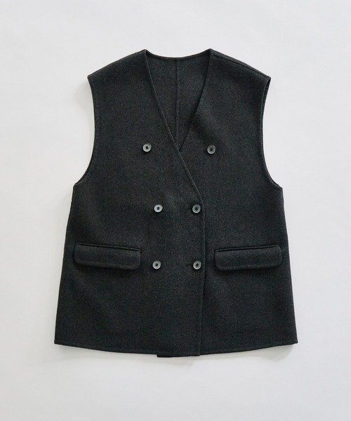 PUAL CE CIN（ピュアルセシン）の「ハンドメイド風ウール混ジレベスト（その他アウター・レディース・ブラック/チャコールグレー・FREE）」の4枚目の写真