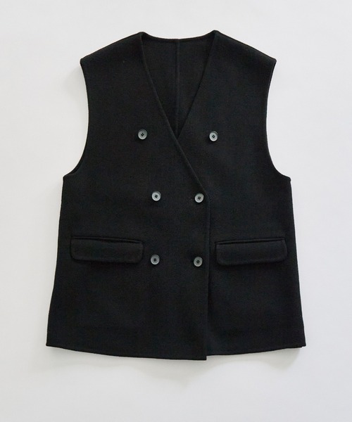 PUAL CE CIN（ピュアルセシン）の「ハンドメイド風ウール混ジレベスト（その他アウター・レディース・ブラック/チャコールグレー・FREE）」の5枚目の写真