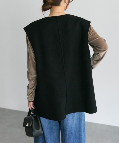 PUAL CE CIN（ピュアルセシン）の「ハンドメイド風ウール混ジレベスト（その他アウター・レディース・ブラック/チャコールグレー・FREE）」の14枚目の写真