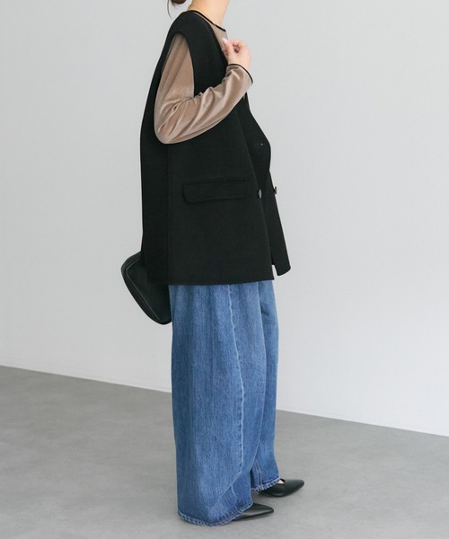 PUAL CE CIN（ピュアルセシン）の「ハンドメイド風ウール混ジレベスト（その他アウター・レディース・ブラック/チャコールグレー・FREE）」の16枚目の写真