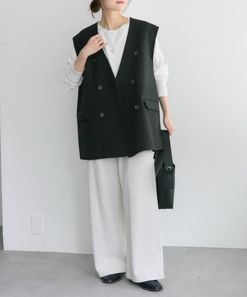 PUAL CE CIN（ピュアルセシン）の「ハンドメイド風ウール混ジレベスト（その他アウター・レディース・ブラック/チャコールグレー・FREE）」の9枚目の写真