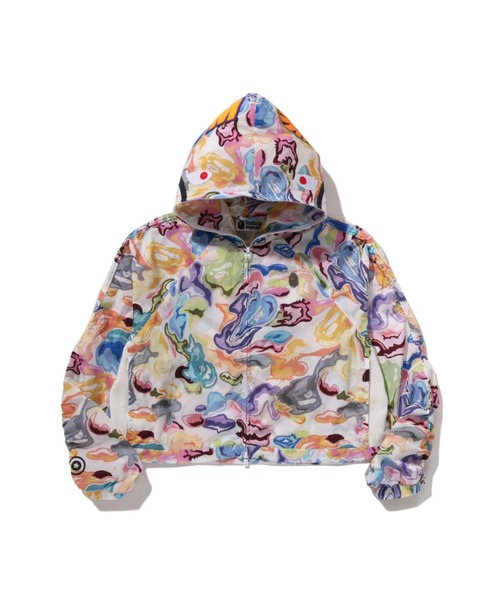 【美品】A BATHiNG APE　モノグラム柄　ジャケット ART CAMO SHARK FULL ZIP HOODIE JACKET（ミリタリージャケット