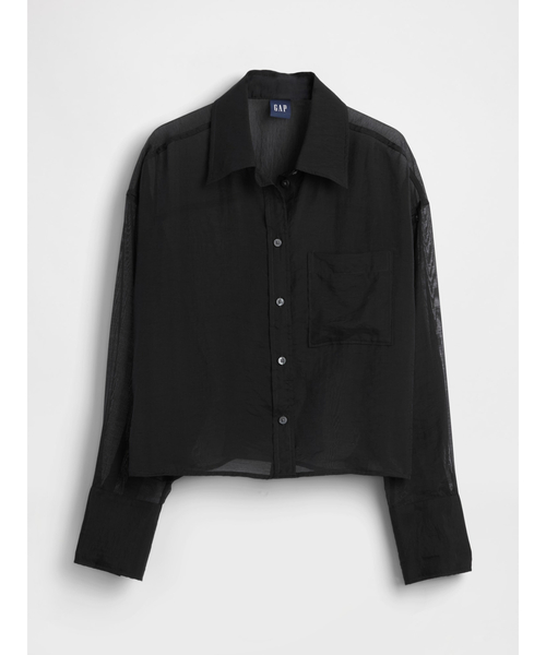 GAP(ギャップ)の「シアー ストレートヘム クロップドシャツ(シャツ/ブラウス・レディース・ブラック/ブラック系その他・XS/S/M/L/XXS)」の5枚目の写真