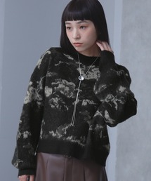 ELUNIS | ニュアンスフラワー柄シャギーニットプルオーバー(ニット/セーター)