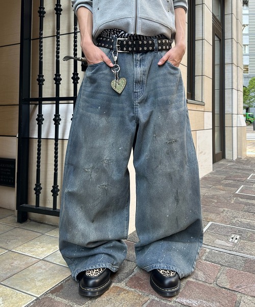 DIRTY DAMAGE BAGGY DENIM PANTS／ヴィンテージライクダメージバギー