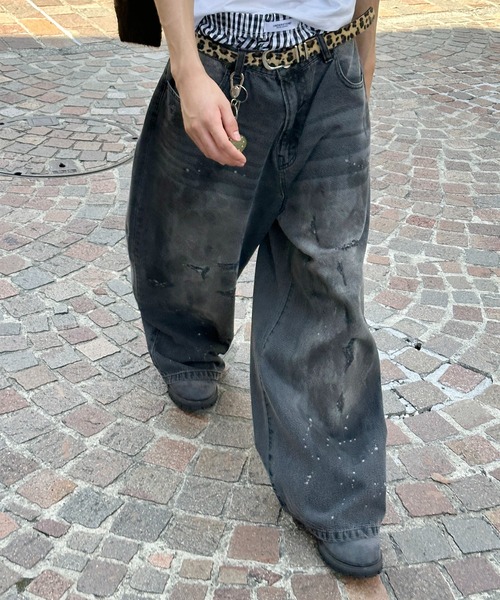 DIRTY DAMAGE BAGGY DENIM PANTS／ヴィンテージライクダメージバギー