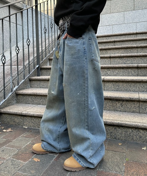 kutir(クティール)の「DIRTY DAMAGE BAGGY DENIM PANTS/ヴィンテージライクダメージバギーデニムパンツ(デニムパンツ・メンズ・ライトインディゴブルー/インディゴブルー/ブラック・SMALL/LARGE/MEDIUM)」の19枚目の写真