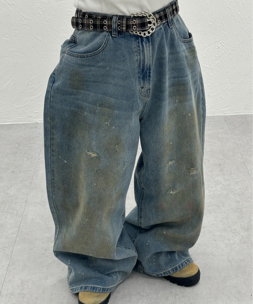 00s wide buggy damage denim archive Y2K 【公式通販】
