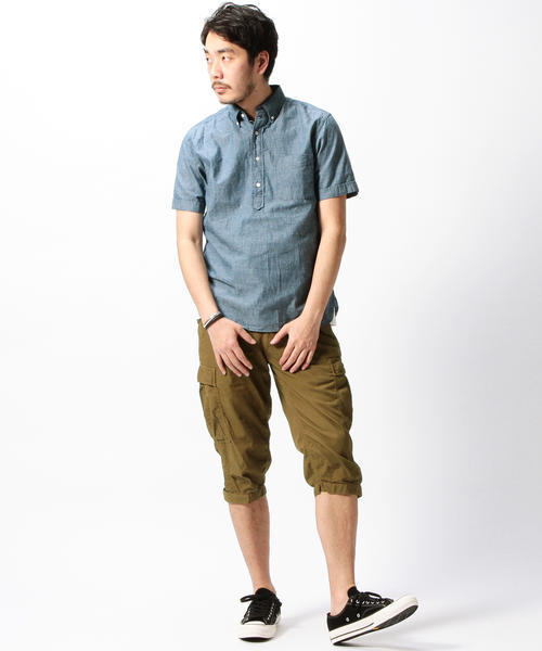 Beams Plus 半袖　シャンブレー　プルオーバー シャツ BEAMS PLUS / シャンブレー プルオーバー ショートスリーブ