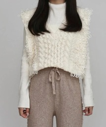 merrylatte | ショートフリンジニットベスト(ベスト)
