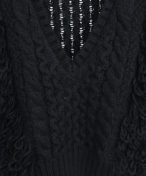 merrylatte（メリーラテ）の「ショートフリンジニットベスト（ベスト・レディース・アイボリー/ブラック/グレー・FREE）」の17枚目の写真