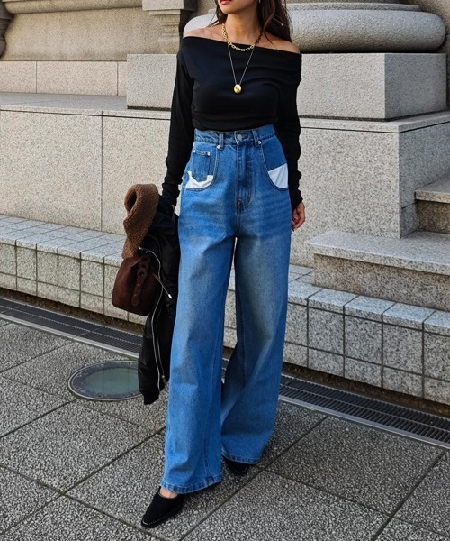 esutoreja(エストレジャ)の「オーバーポケットデザインデニム(デニムパンツ・レディース・ブルー/ライトブルー・M/S)」の3枚目の写真