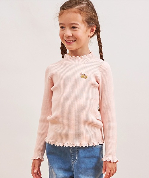 KP（ケーピー）の「リブタートル（ニット/セーター・キッズ・オフホワイト/ネイビー/ピンク・90cm/100cm/110cm/120cm/130cm/140cm/150cm/160cm）」の3枚目の写真