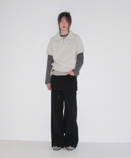 RONRON(ロンロン)の「BUTTONED COLLAR HALF T SHIRT OATMEAL(Tシャツ/カットソー・レディース・その他・FREE)」の4枚目の写真