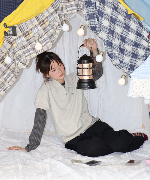 RONRON(ロンロン)の「BUTTONED COLLAR HALF T SHIRT OATMEAL(Tシャツ/カットソー・レディース・その他・FREE)」の5枚目の写真