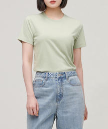 MUSINSA STANDARD WOMAN（ムシンサスタンダードウーマン）の「[Cool Tandard] Women's Basic Crew Neck Short-Sleeved T-Shirt [Fail Green]（Tシャツ/カットソー）」
