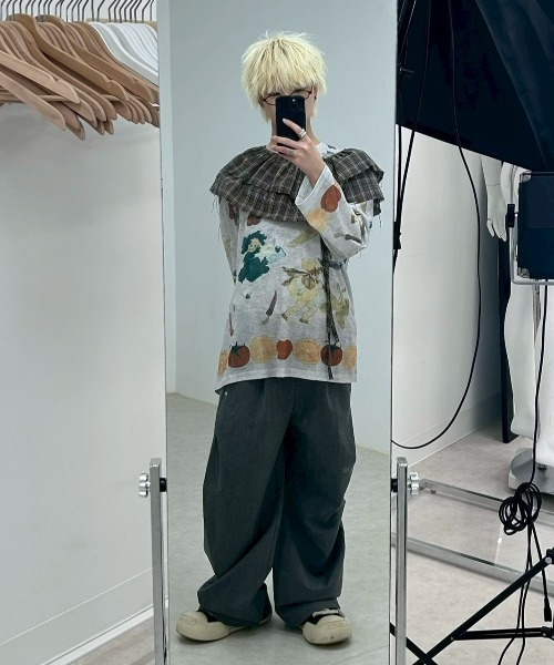 Never mind the XU / Chikashitsu+(ネバーマインド ザ エックスユー / チカシツプラス)の「【Nerd out XU】side tuck slacks / 【ナードアウトエックスユー】サイドタックスラックス <着用動画あり>(スラックス・メンズ・グレー/ブラック・M/L)」の22枚目の写真