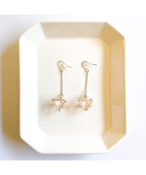 tone（トーン）の「【TOMEI LAB】ヒンメリ風 正八面体 揺れる ピアス(MA)（ピアス（両耳用）・レディース・ピンクゴールド/ライトグリーン/ゴールド/ライトブルー・FREE）」の14枚目の写真