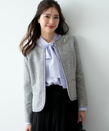 ANY SIS | ライトストレッチ ツイード ジャケット(ノーカラージャケット)