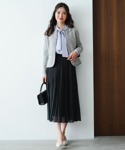 ANY SIS(エニィスィス)の「ライトストレッチ ツイード ジャケット(ノーカラージャケット・レディース・ネイビー系6/ライトグレー系6・X-SMALL)」の15枚目の写真