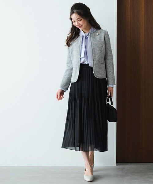 ANY SIS(エニィスィス)の「ライトストレッチ ツイード ジャケット(ノーカラージャケット・レディース・ネイビー系6/ライトグレー系6・X-SMALL)」の16枚目の写真