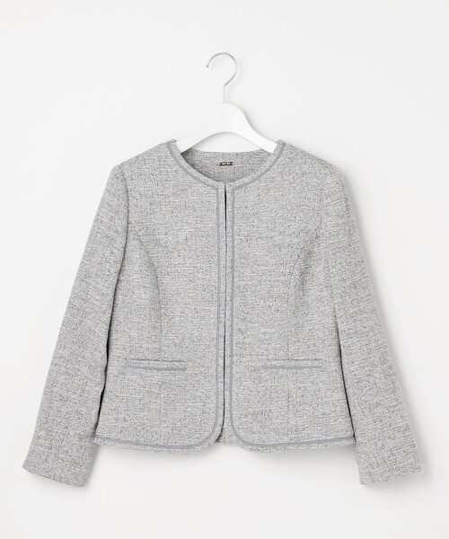 ANY SIS(エニィスィス)の「ライトストレッチ ツイード ジャケット(ノーカラージャケット・レディース・ネイビー系6/ライトグレー系6・X-SMALL)」の18枚目の写真