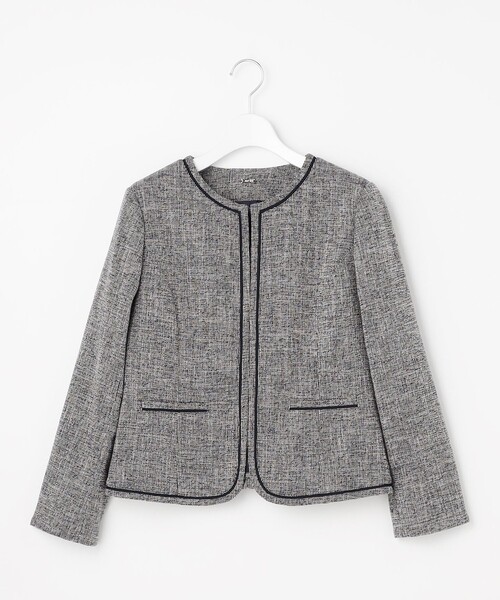 ANY SIS(エニィスィス)の「ライトストレッチ ツイード ジャケット(ノーカラージャケット・レディース・ネイビー系6/ライトグレー系6・X-SMALL)」の20枚目の写真