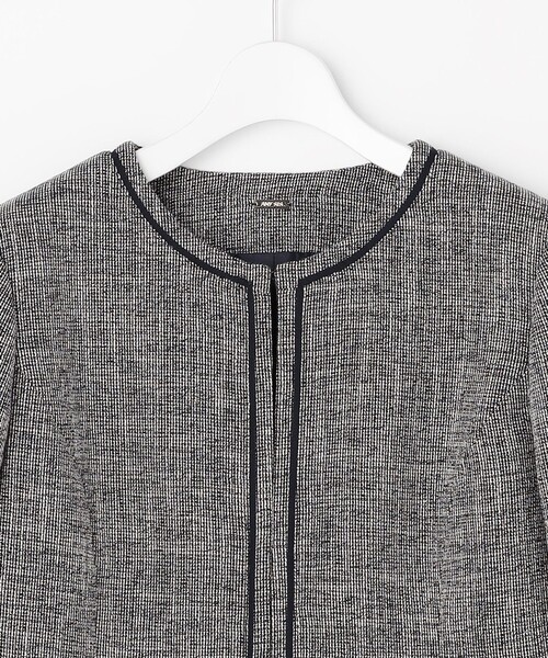 ANY SIS(エニィスィス)の「ライトストレッチ ツイード ジャケット(ノーカラージャケット・レディース・ネイビー系6/ライトグレー系6・X-SMALL)」の3枚目の写真