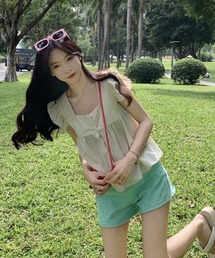 i-dare | 【i-dare】フリル フレンチ スリーブ ブラウス(シャツ/ブラウス)