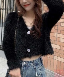 VIBGYOR | 【EIZZ/アイズ】シャギーニット Vネック クロップドカーディガン(カーディガン/ボレロ)