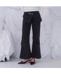 Skirt Layered Bootcut Pants [Charcoal]