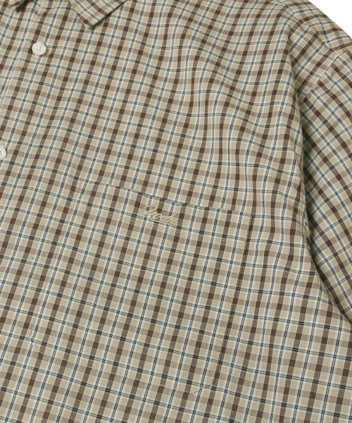 NODU（ノードユー）の「チェックボクシー ハーフストリートシャツ [ベージュ]（シャツ/ブラウス・レディース・その他・SMALL/MEDIUM/LARGE）」の8枚目の写真