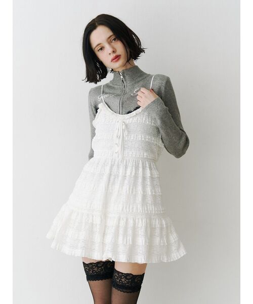 jouetie（ジュエティ）の「ボリュームレースキャミワンピース（ワンピース・レディース・オフホワイト/ボルドー/ブラック・MEDIUM）」の21枚目の写真