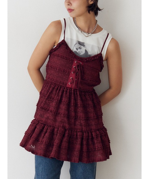 jouetie（ジュエティ）の「ボリュームレースキャミワンピース（ワンピース・レディース・オフホワイト/ボルドー/ブラック・MEDIUM）」の3枚目の写真