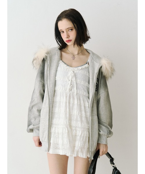 jouetie（ジュエティ）の「ボリュームレースキャミワンピース（ワンピース・レディース・オフホワイト/ボルドー/ブラック・MEDIUM）」の8枚目の写真