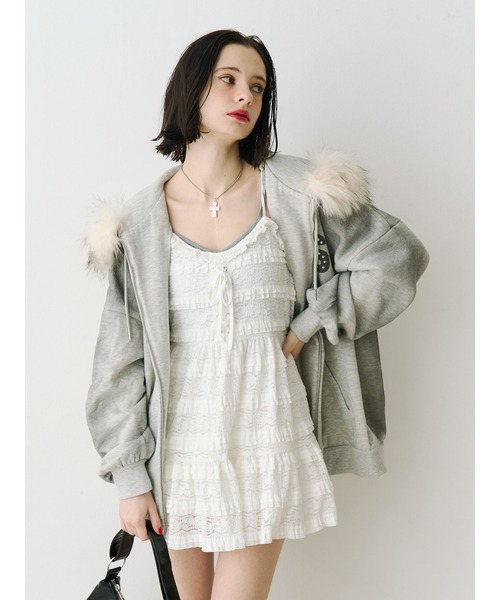 jouetie（ジュエティ）の「ボリュームレースキャミワンピース（ワンピース・レディース・オフホワイト/ボルドー/ブラック・MEDIUM）」の7枚目の写真