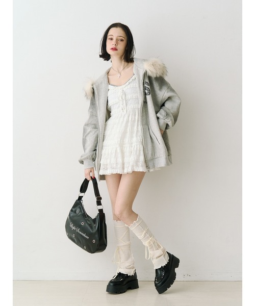 jouetie（ジュエティ）の「ボリュームレースキャミワンピース（ワンピース・レディース・オフホワイト/ボルドー/ブラック・MEDIUM）」の9枚目の写真