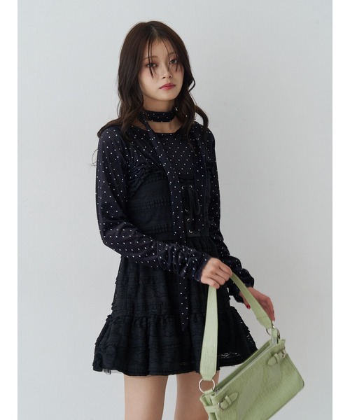 jouetie（ジュエティ）の「ボリュームレースキャミワンピース（ワンピース・レディース・オフホワイト/ボルドー/ブラック・MEDIUM）」の4枚目の写真