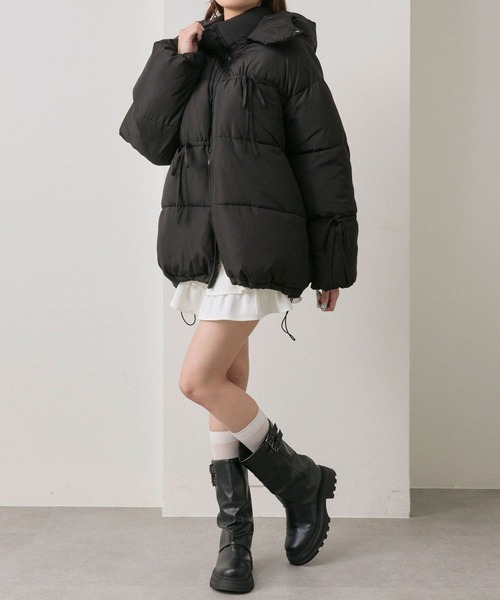 OLIVE des OLIVE（オリーブデオリーブ）の「リボンエコダウンミドル丈ブルゾン（ダウンジャケット/コート・レディース・ブラック/オフホワイト/ピンク・FREE）」の10枚目の写真