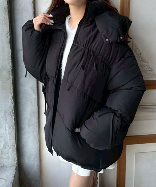 OLIVE des OLIVE（オリーブデオリーブ）の「リボンエコダウンミドル丈ブルゾン（ダウンジャケット/コート・レディース・ブラック/オフホワイト/ピンク・FREE）」の11枚目の写真