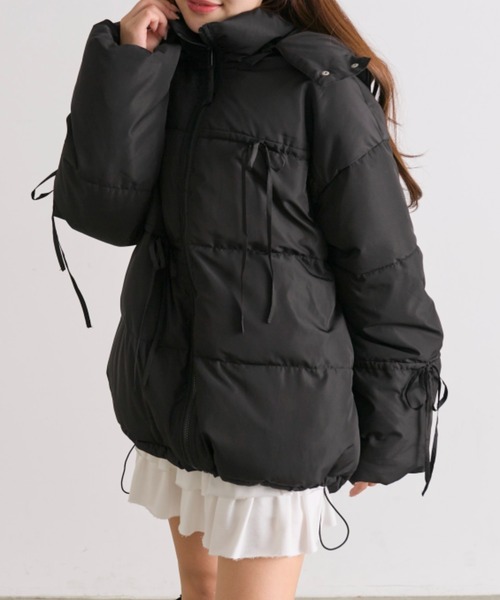 OLIVE des OLIVE（オリーブデオリーブ）の「リボンエコダウンミドル丈ブルゾン（ダウンジャケット/コート・レディース・ブラック/オフホワイト/ピンク・FREE）」の15枚目の写真