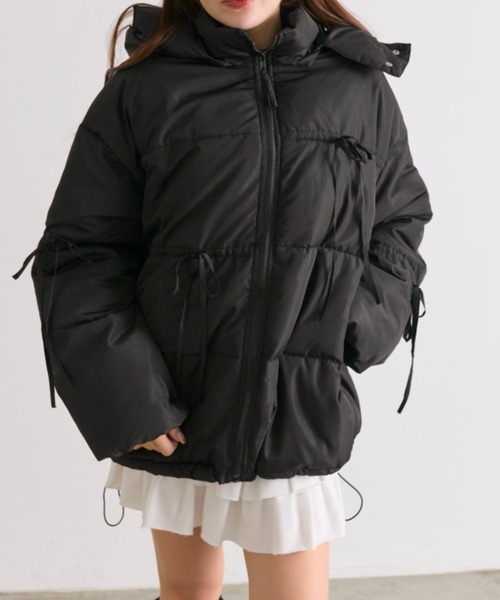 OLIVE des OLIVE（オリーブデオリーブ）の「リボンエコダウンミドル丈ブルゾン（ダウンジャケット/コート・レディース・ブラック/オフホワイト/ピンク・FREE）」の16枚目の写真