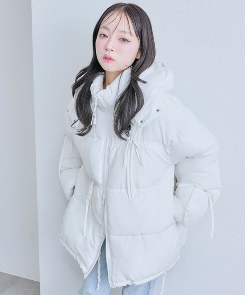 OLIVE des OLIVE（オリーブデオリーブ）の「リボンエコダウンミドル丈ブルゾン（ダウンジャケット/コート・レディース・ブラック/オフホワイト/ピンク・FREE）」の18枚目の写真