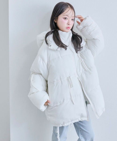 セール】リボンエコダウンミドル丈ブルゾン（ダウンジャケット/コート