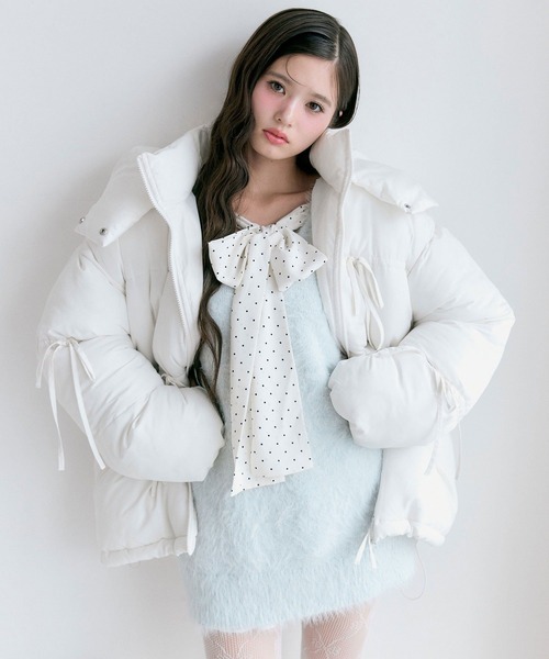 リボンエコダウンミドル丈ブルゾン（ダウンジャケット/コート）｜OLIVE